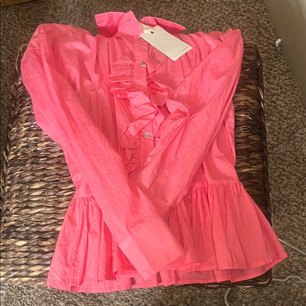 Pink Ruffled Women's Top - Picture 4 of 4